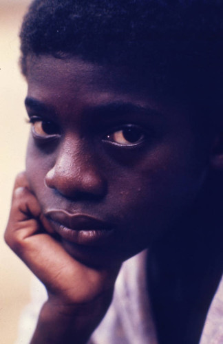 Boy close-up portrait, San Basilio de Palenque, 1976