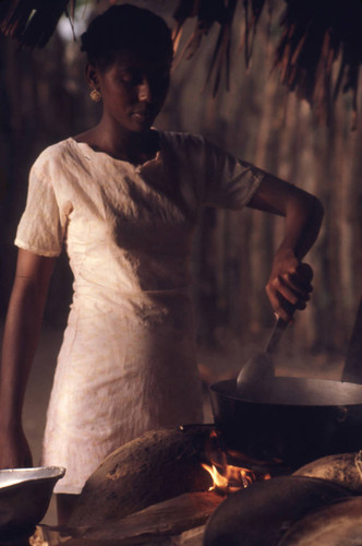 Woman stirring a pot, San Basilio de Palenque, 1976