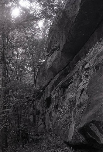 Survival school students learn to rappel, Liberal, 1982