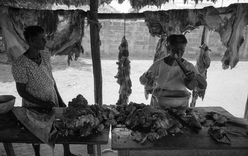 Woman selling meat, San Basilio de Palenque, 1976