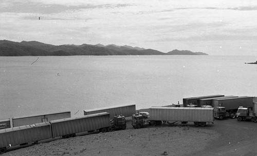 Trucks at a rest stop, Costa Rica, 1979