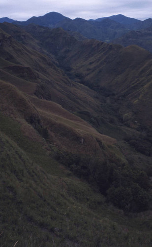 A panoramic view of the mountains, Tierradentro, Colombia, 1975