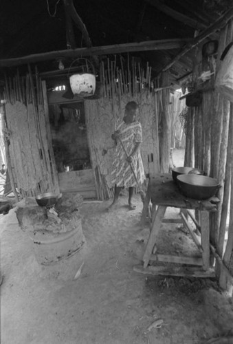 Woman sweeping, San Basilio de Palenque, Colombia, 1977