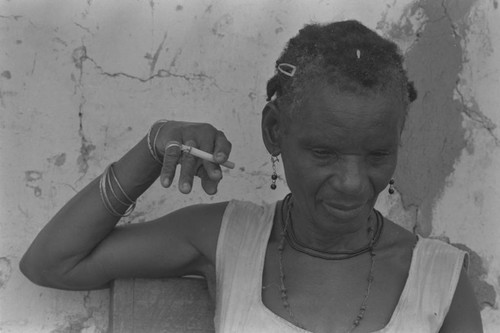 Woman smoking a cigarette, San Basilio del Palenque, ca. 1978