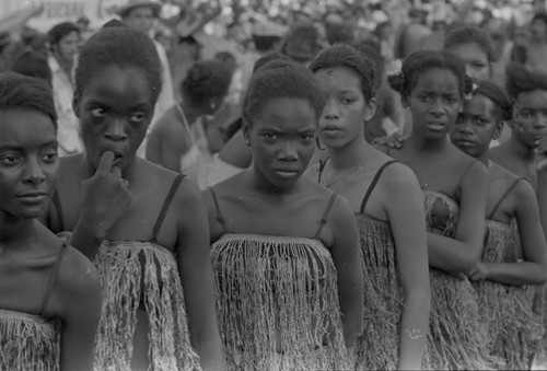 Young women parading at carnival, Barranquilla, ca. 1978