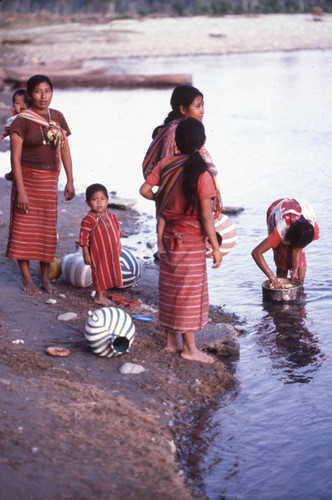 Guatemalan refugees at a river, Puerto Rico, ca. 1983