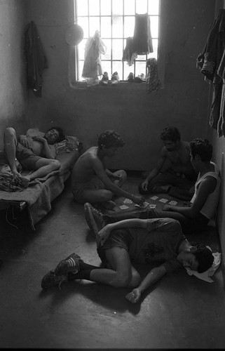 Men in prison cell, Nicaragua, 1980