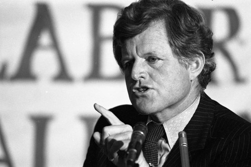 Senator Ted Kennedy at podium, Philadelphia, 1980