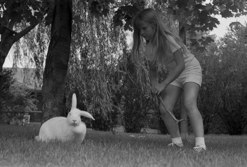 Girl and rabbit