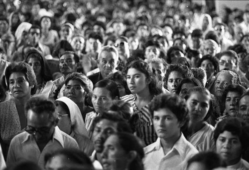 Crowd at a mass in honor of Archbishop Óscar Arnulfo Romero's assassination, San Salvador, 1983