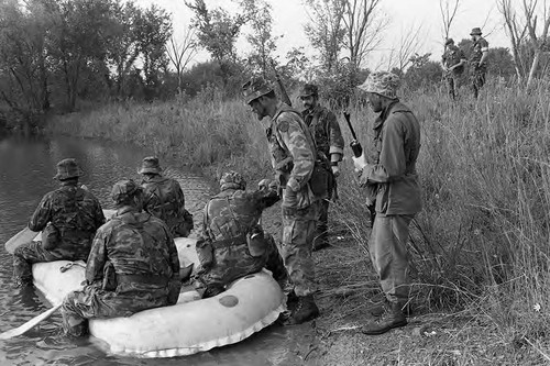 Survival school students in a raft, Liberal, 1982