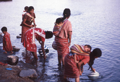 Guatemalan refugees at a river, Puerto Rico, ca. 1983