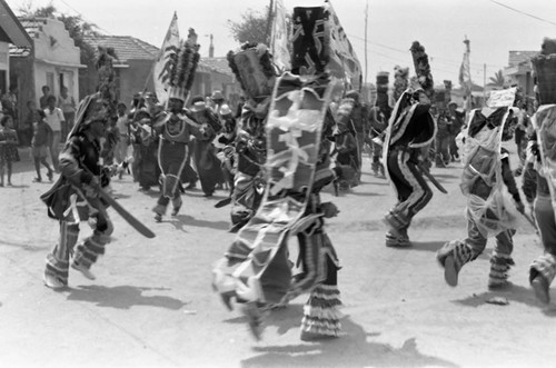 Dancers walking to the Carnival, Barranquilla, Colombia, 1977