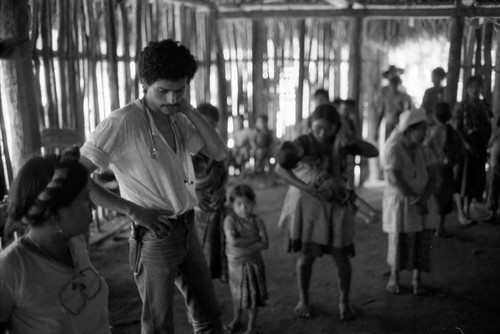 Refugees consult a medical worker, Chiapas 1983