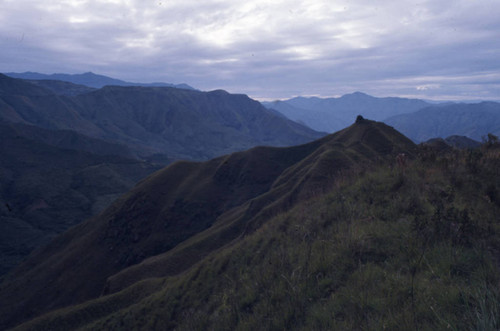 A panoramic view of the mountains, Tierradentro, Colombia, 1975