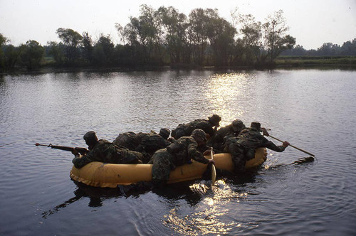 Survival school students attempt a beachhead assault, Liberal, 1982