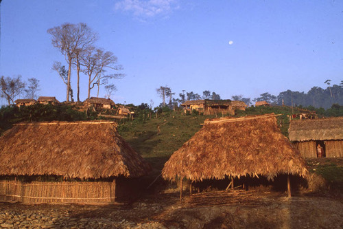 Guatemalan refugee camp at dusk, Ixcán, ca. 1983