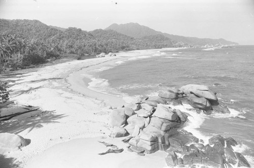 A view of the Caribbean coast, Tayrona, Colombia, 1976