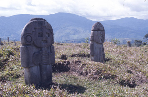 Two stone statues, San Agustín, Colombia, 1975