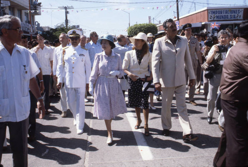 Queen Elizabeth II walks through streets of La Paz, Mexico, 1983