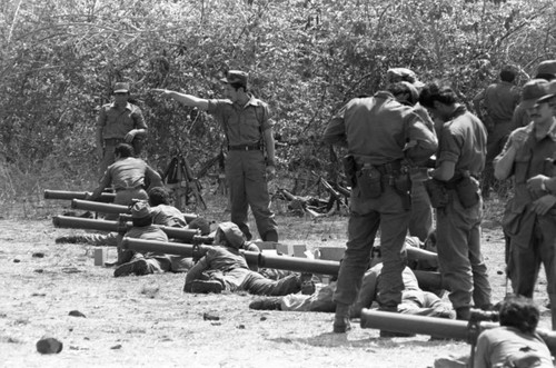 Salvadoran army soldiers train with M67 recoilles rifles at Ilopango Military Base, Ilopango, 1983