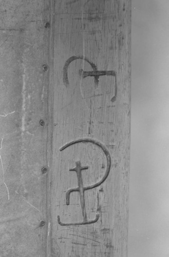 Initials marking on wood, San Basilio de Palenque, 1976