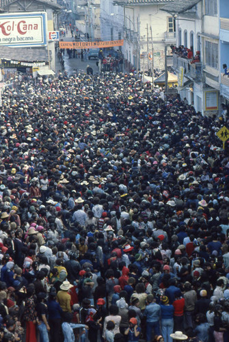 Large crowd at the Blacks and Whites Carnival, Nariño, Colombia, 1979