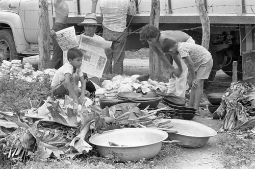 Sorting clay pieces, La Chamba, Colombia, 1975