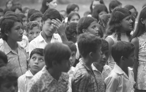 Kids in the schoolyard, La Chamba, Colombia, 1975