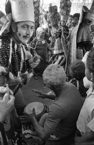 Dancers dancing among the Carnival crowd, Barranquilla, Colombia, 1977