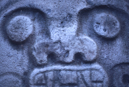 Stone statue with feline features, close-up, San Agustín, Colombia, 1975