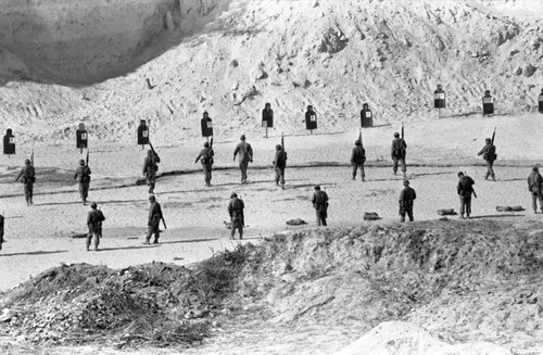 Salvadoran soldiers at target practice, Ilopango, San Salvador, 1983