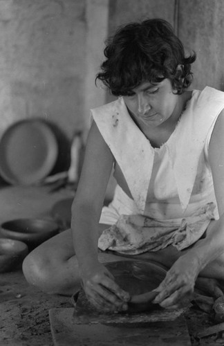 Artisan at work, La Chamba, Colombia, 1975