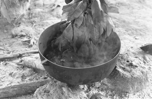 Pot on a outdoor fire, San Basilio de Palenque, 1977