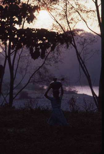 Guatamalan refugee by the river, Ixcán, 1983