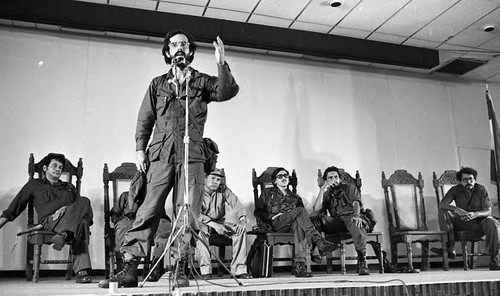 Luis Carrión Cruz, Joint National Directorate press conference, Nicaragua, 1979