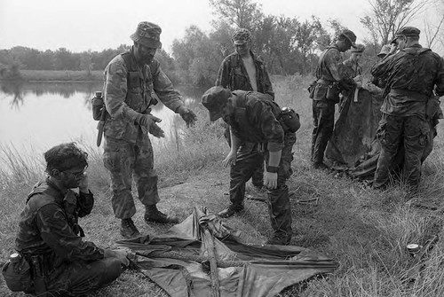 Survival school students make a raft, Liberal, 1982