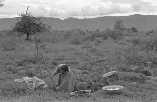 Woman extracting clay, La Chamba, Colombia, 1975