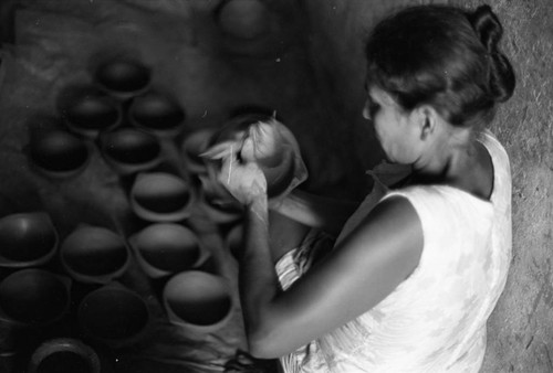 Artisan at work, La Chamba, Colombia, 1975