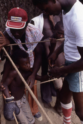 Young boxer standing in ring corner, San Basilio de Palenque, 1976