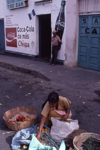 A woman and her fruits and vegetables, Chiquimula, 1982