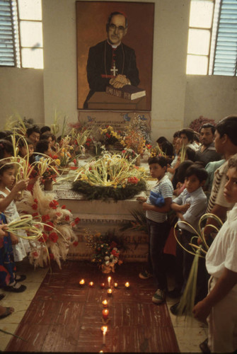 Crowd attending a memorial, San Salvador, El Salvador, 1982