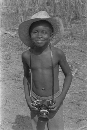 Boy with camera, San Basilio del Palenque, ca. 1978