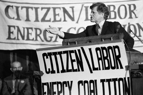 Ted Kennedy at podium, Philadelphia, 1980