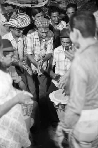 Men playing congas, Barranquilla, Colombia, 1977