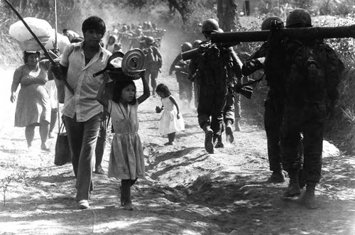 Residents flee as counterinsurgency begins, El Salvador, 1982