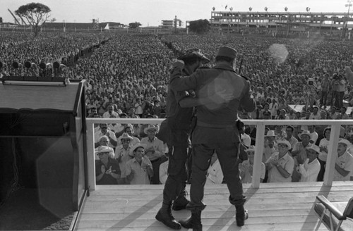 Fidel Castro holds a rifle, Havana, 1980