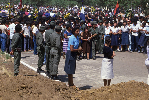 A woman mourns at a funeral procession, Nicaragua, 1983