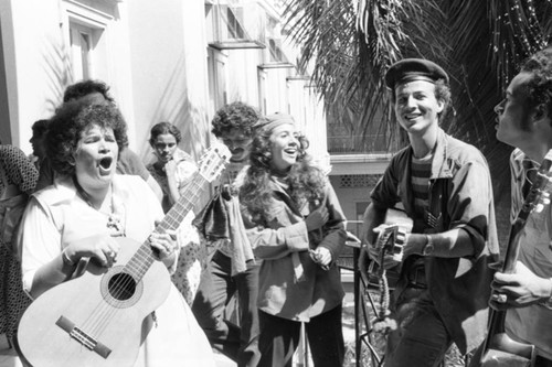 Musicians at a rally, Managua, 1979