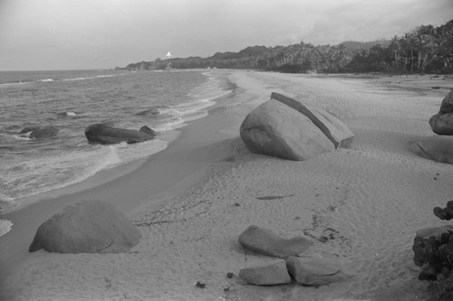 The coastline at Playa Cañaveral, Tayrona, Colombia, 1976